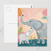 Elefant Mutter und Baby Postkarte (Vorne/Hinten)