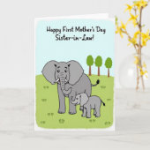 Elefant Muttertag Schwester Karte (Gelbe Blume)