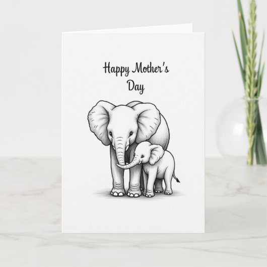 Elefant Muttertag Sketchkarte Karte (Vorderseite)