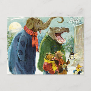 Elefant, Nilpferd & Bären gehen Weihnachtslieder s Postkarte