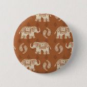 Elefant-orange Wohnwagen-Muster Button (Vorderseite)