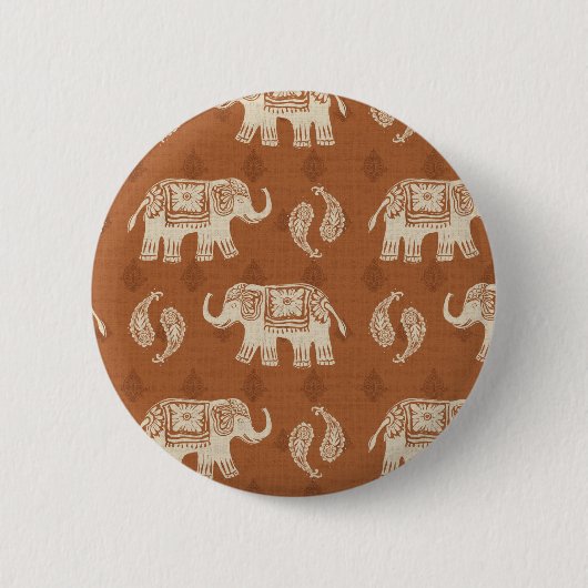 Elefant-orange Wohnwagen-Muster Button (Vorderseite)