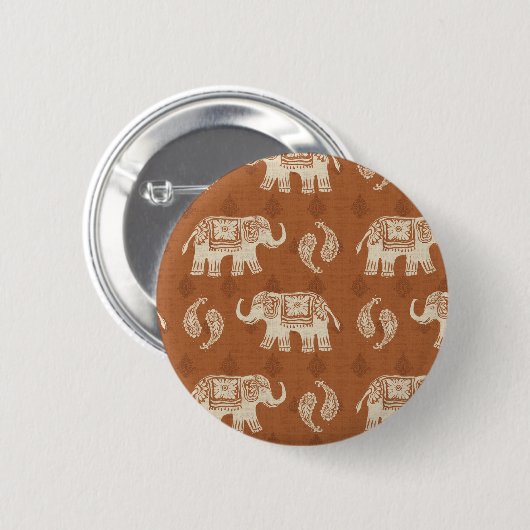 Elefant-orange Wohnwagen-Muster Button (Vorne & Hinten)