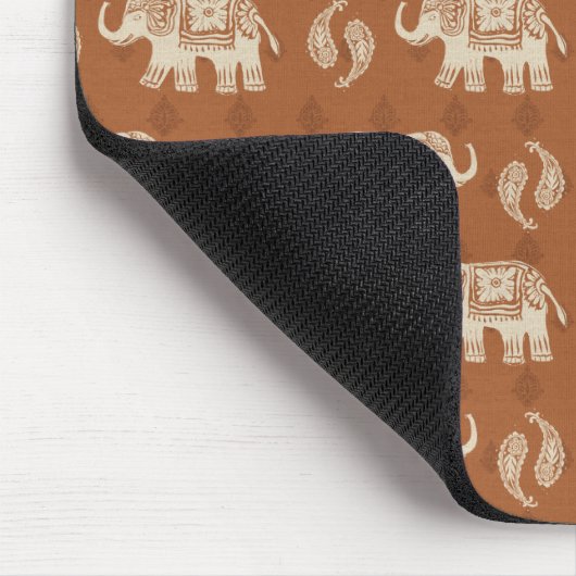 Elefant-orange Wohnwagen-Muster des Monogramm-| Mousepad (Ecke)