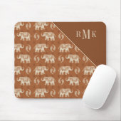 Elefant-orange Wohnwagen-Muster des Monogramm-| Mousepad (Mit Mouse)