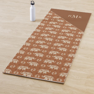 Elefant-orange Wohnwagen-Muster des Monogramm-  Yogamatte