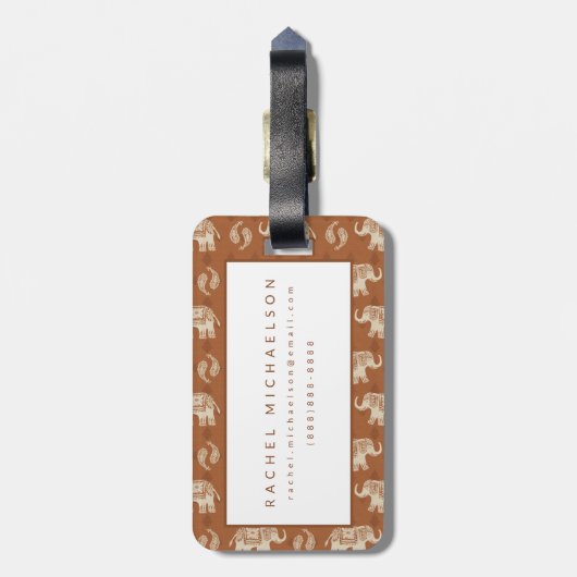 Elefant-orange Wohnwagen-Muster Gepäckanhänger (Rückseite vertikal)