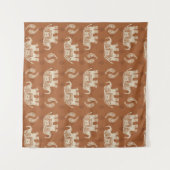 Elefant-orange Wohnwagen-Muster Wandteppich (Vorderseite)