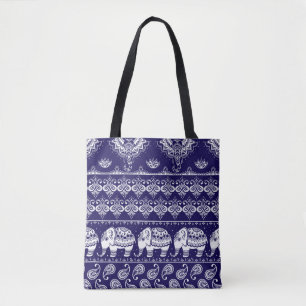 Elefant, Paisley: Stammesmuster im Vintage-Stil. Tasche