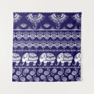 Elefant, Paisley: tribal Vintage-Muster. Wandteppich