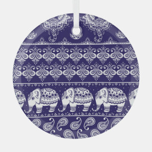 Elefant, Paisley: tribaler Vintage-Muster. Ornament Aus Glas