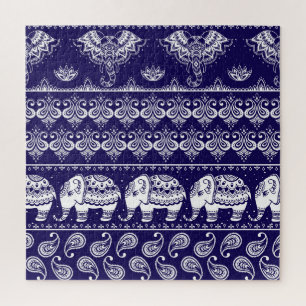 Elefant, Paisley: tribaler Vintage-Muster. Puzzle