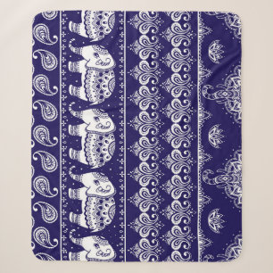 Elefant, Paisley: tribaler Vintage-Muster. Sherpadecke