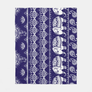 Elefant, Paisley: Vintages Stammesmuster. Fleecedecke