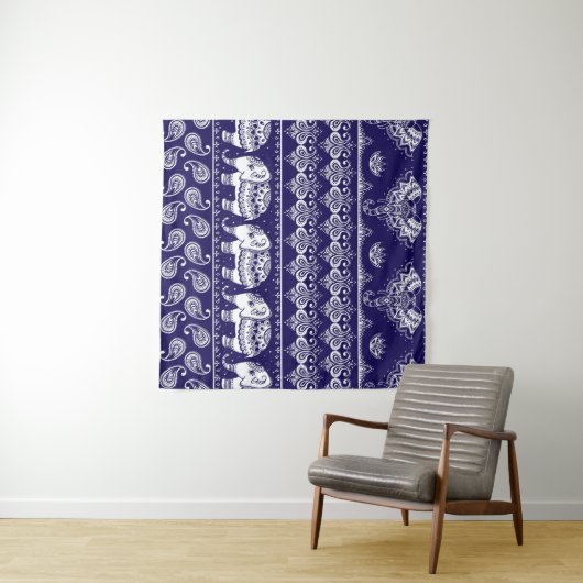 Elefant, Paisley: Vintages Stammesmuster. Wandteppich (Beispiel (Horizontal))