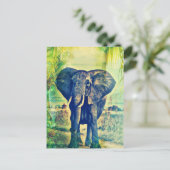 Elefant Palmen Postkarte (Stehend Vorderseite)
