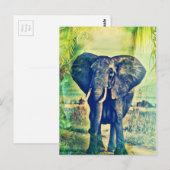 Elefant Palmen Postkarte (Vorne/Hinten)