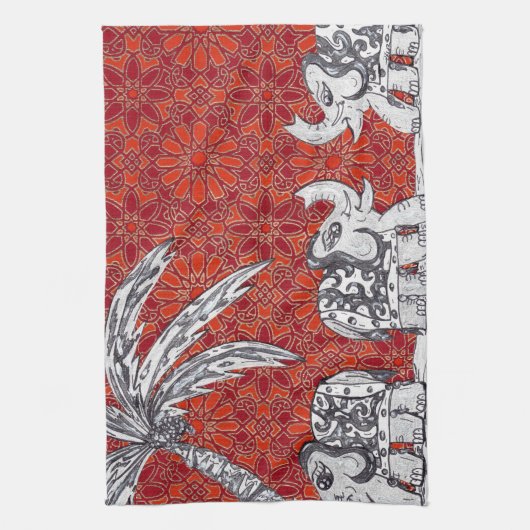 Elefant-Parade 3 Geschirrtuch (Vertikal)