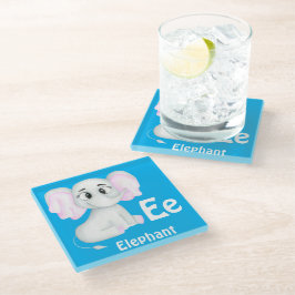 Elefant personalisieren ABC: Buchstabe E - Ihren N Glasuntersetzer