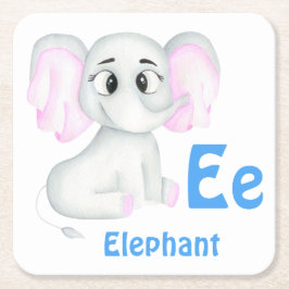 Elefant personalisieren ABC: Buchstabe E - Ihren N Rechteckiger Pappuntersetzer