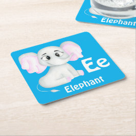 Elefant personalisieren ABC: Buchstabe E - Ihren N Rechteckiger Pappuntersetzer