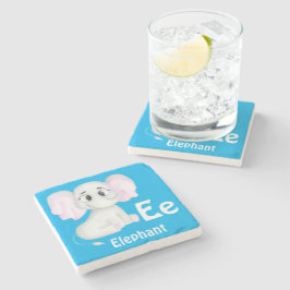 Elefant personalisieren ABC: Buchstabe E - Ihren N Steinuntersetzer