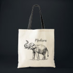 Elefant Personalisiert Tote Tasche. Gray Elephant Tragetasche<br><div class="desc">Personalisieren Sie diese wunderschöne Tote-Tasche mit Ihrem eigenen TextSie haben die Möglichkeit,  die Farbe oder Größe des Schriftartes und den Typ nach Ihren Vorlieben zu ändern.</div>