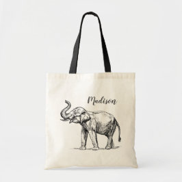 Elefant Personalisiert Tote Tasche. Gray Elephant Tragetasche