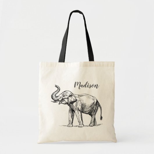 Elefant Personalisiert Tote Tasche. Gray Elephant Tragetasche (Vorne)