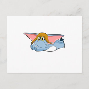 Elefant Pilot Pilot hat Postkarte