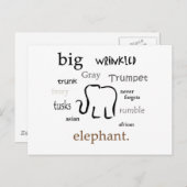 Elefant Postkarte (Vorne/Hinten)