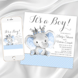 Elefant Prinz Baby Shower Einladung