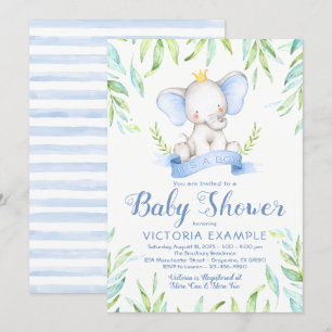 Elefant Prinz Baby Shower Einladungen