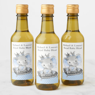 Elefant Prinz Baby Shower Mini-Wein Etiketten