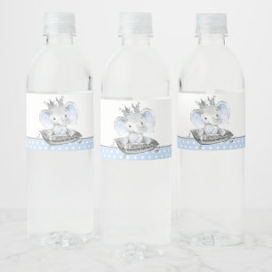 Elefant Prinz Baby Shower Wasserflaschenetikett