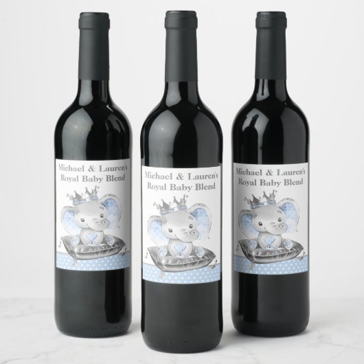 Elefant Prinz Baby Shower Wein Etiketten (Flaschen)
