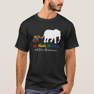 Elefant Puzzle Liebe braucht keine Worte Autismusr T-Shirt