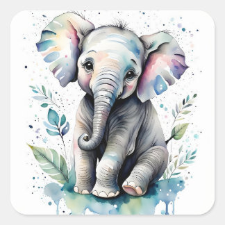 Elefant  quadratischer aufkleber