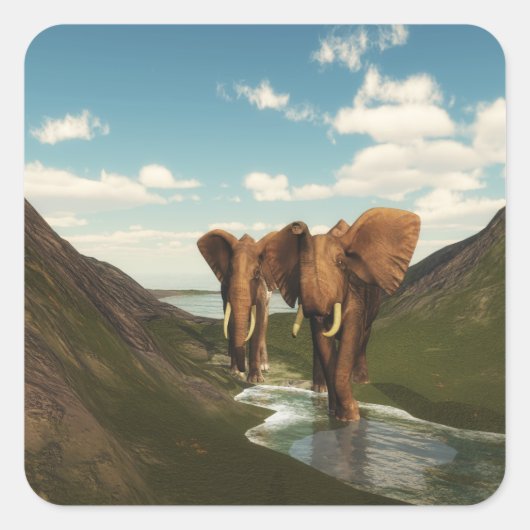 Elefant Quadratischer Aufkleber (Vorderseite)