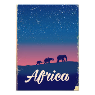 Elefant-Reiseplakat Afrikas Vintages Fotodruck