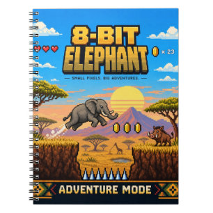 Elefant, Retro-8-Bit-Pixelkunst Notizblock