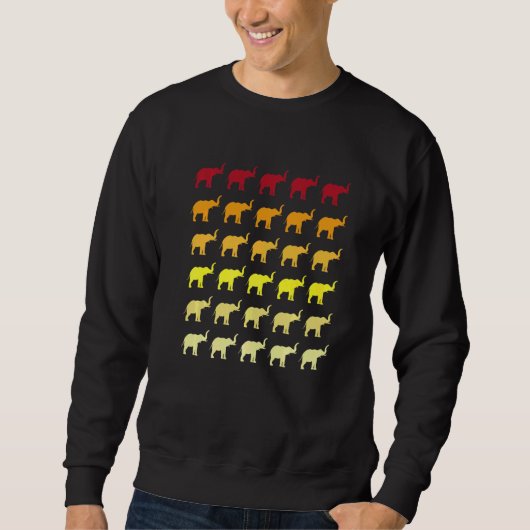 Elefant Retro-Tiermuster Sweatshirt (Vorderseite)