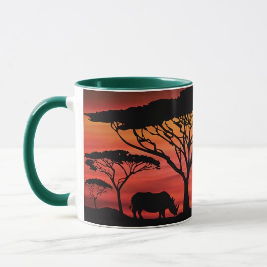 Elefant, Rhinozeros und Giraffe im Serengeti Tasse (Links)