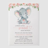 Elefant, rosa Aquarell-Blume, Babydusche Pergament Einladungen (Vorderseite)