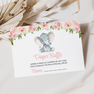 Elefant, rosa Aquarellfarben, Windeln, Blume Begleitkarte