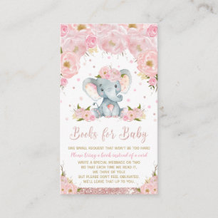 Elefant Rosa Florale Babyparty Bring ein Buch Begleitkarte