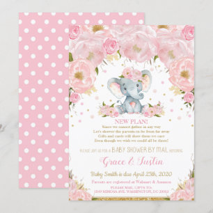 Elefant Rosa Florale Babyparty von Mail Girl Einladung