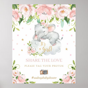 Elefant Rosa Florale Teile die Liebe Tagge dein Fo Poster
