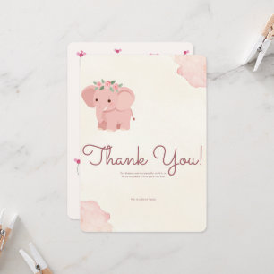 Elefant Rosa Florales Dankeskarten für Baby Shower Einladung