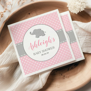 Elefant Rosa Grau Punkte Mädchen Baby-Party Serviette